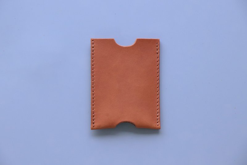 [Sold out of stock] Minimalist business card holder | caramel Brown vegetable tanned leather | can add lettering - Card Holders & Cases - Genuine Leather Brown