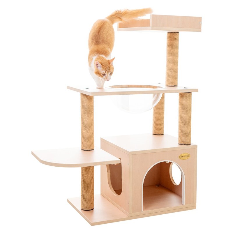 【MOMOCAT】C09s Meow Spaceship Cat Jumping Platform-Three Wood Colors - Scratchers & Cat Furniture - Wood 