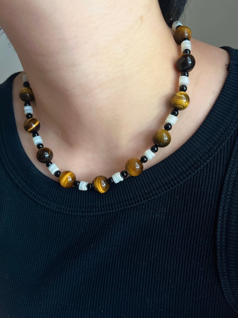 可鹽可甜 秋日虎眼石項鏈 - 項鍊 - 水晶 黑色