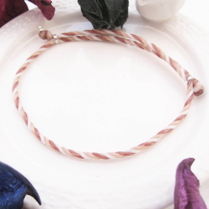 Large members [handmade] caramel × wax rope bracelet brown wax thread brown - Bracelets - Polyester Brown