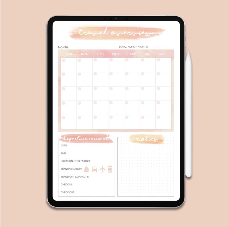 Travel Planner Package | To-Do List | Budget list | Notebook File Inserts - Digital Planner & Materials - Eco-Friendly Materials Pink