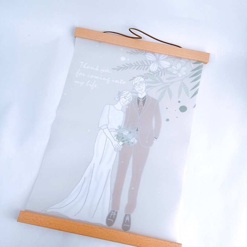 カスタムフェイスペインティング | 肖像画ペットハンギングカレンダーグループ結婚式の装飾パーティーバナー - ポスター・絵 - 木製 ホワイト