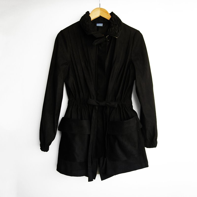 冬，黑色幽默大衣 - 女大衣/外套 - 聚酯纖維 黑色