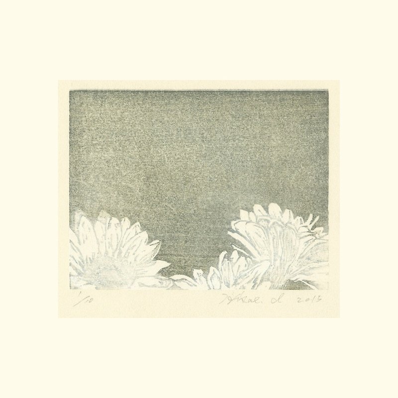 Original print-Gerbera at night and ガーベラ-Isogami Naoe - Posters - Paper Gray