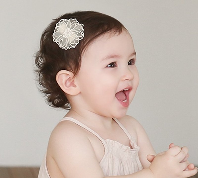 Happy Prince Jasmine Flower Female Baby Hairpin Made in Korea - ผ้ากันเปื้อน - เส้นใยสังเคราะห์ สึชมพู