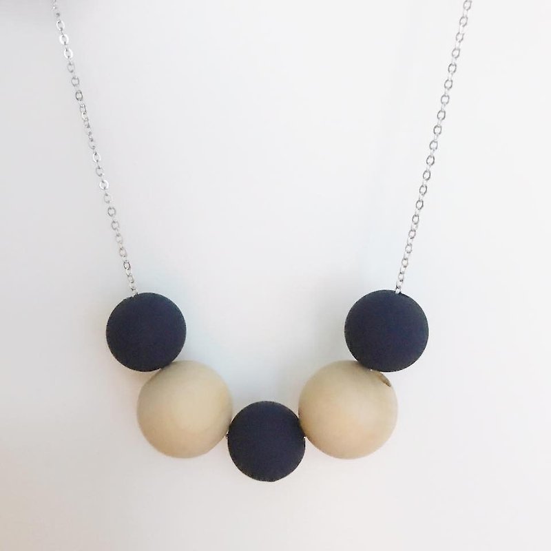 Yellow Blue Wooden Beans Necklace Chrismas Gift Wedding BFF - Chokers - Paper Blue