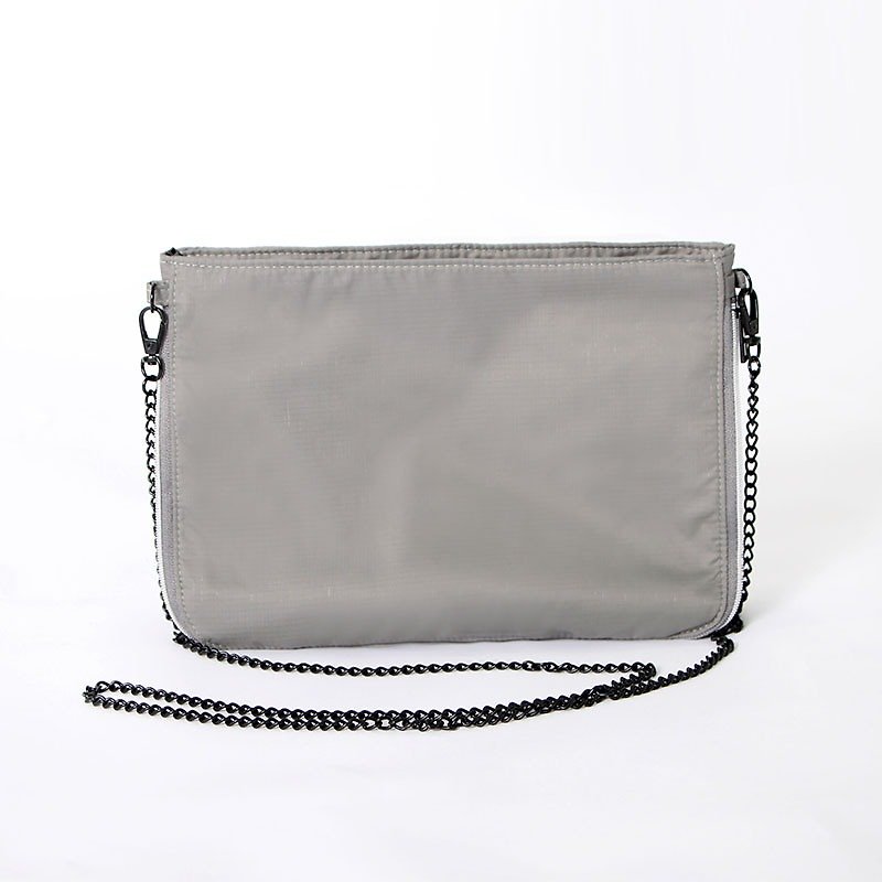 Chain belt oblique backpack. gray - Messenger Bags & Sling Bags - Polyester Gray