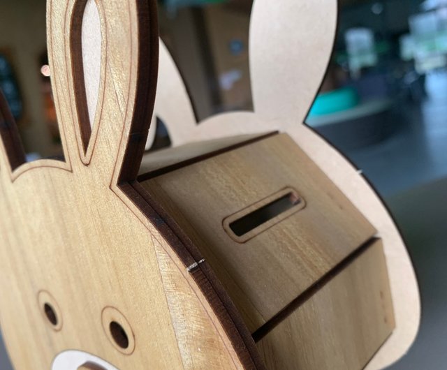 手作りDIY】ウサギの形をした木製貯金箱、かわいい装飾、木の質感、実用的 - ショップ J.wood garden 木工/竹細工/ペーパークラフト -  Pinkoi
