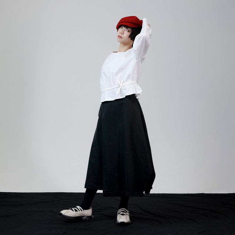 chamfered asymmetric maxi skirt - Skirts - Cotton & Hemp Black