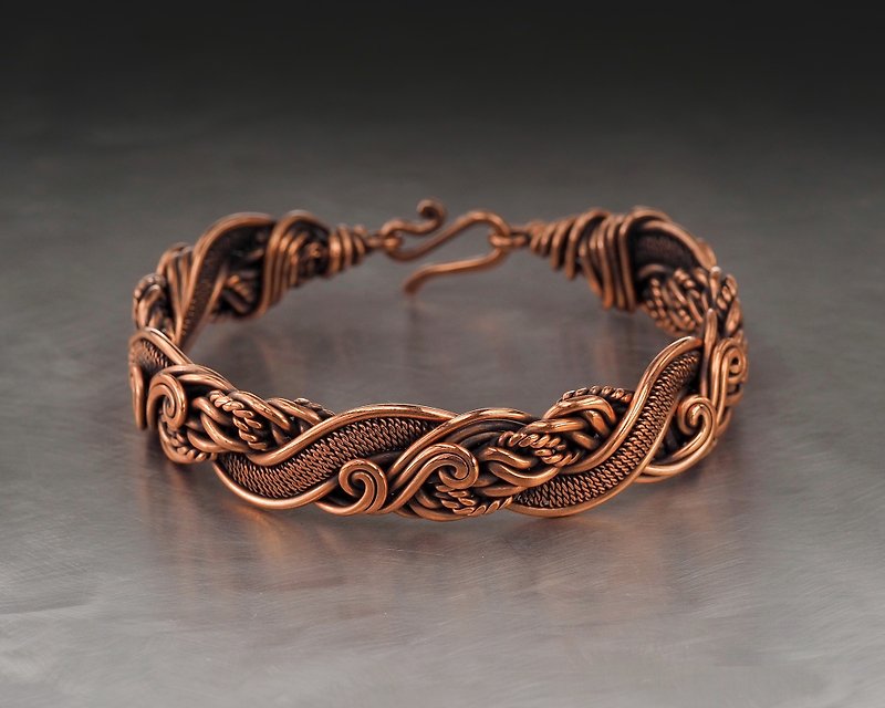 Copper Bracelet for Women / Antique Style Handcrafted Wire Weave Copper Jewelry - Bracelets - Copper & Brass Gold