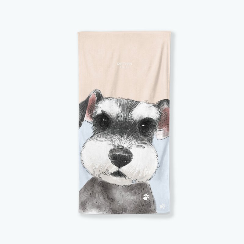 大臉雪納瑞-浴巾小毯 - 毛巾/浴巾 - 碳纖維 藍色