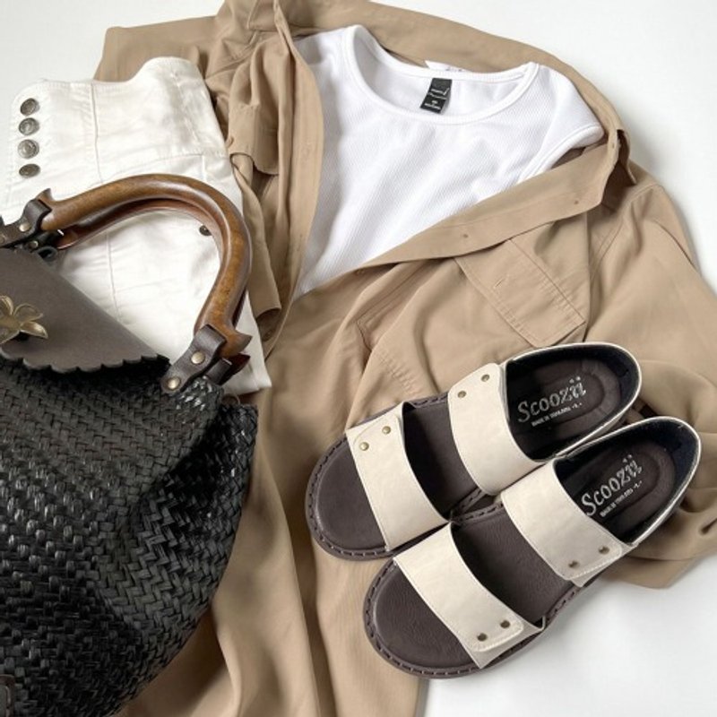 【全部で5色】かかと付き　テープで足にフィット♪　カシメが可愛いバックバンドサンダル　6821 - 女休閒鞋/帆布鞋 - 其他材質 
