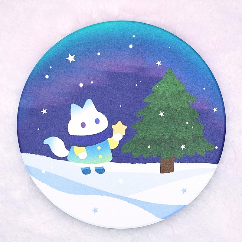 Winter Feast of December– Ceramic Absorbent Coaster - Coasters - Pottery Blue