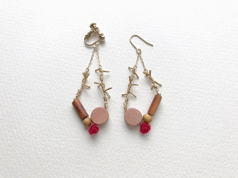 Frida  clip-on or pierced earrings - Earrings & Clip-ons - Wood Red