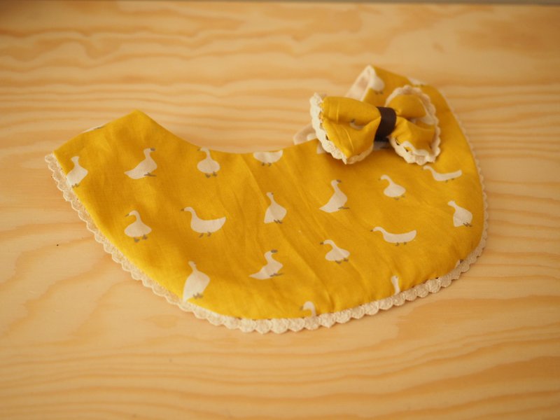 Handmade Baby Bib hairclip babyshower gift set - ผ้ากันเปื้อน - ผ้าฝ้าย/ผ้าลินิน สีส้ม