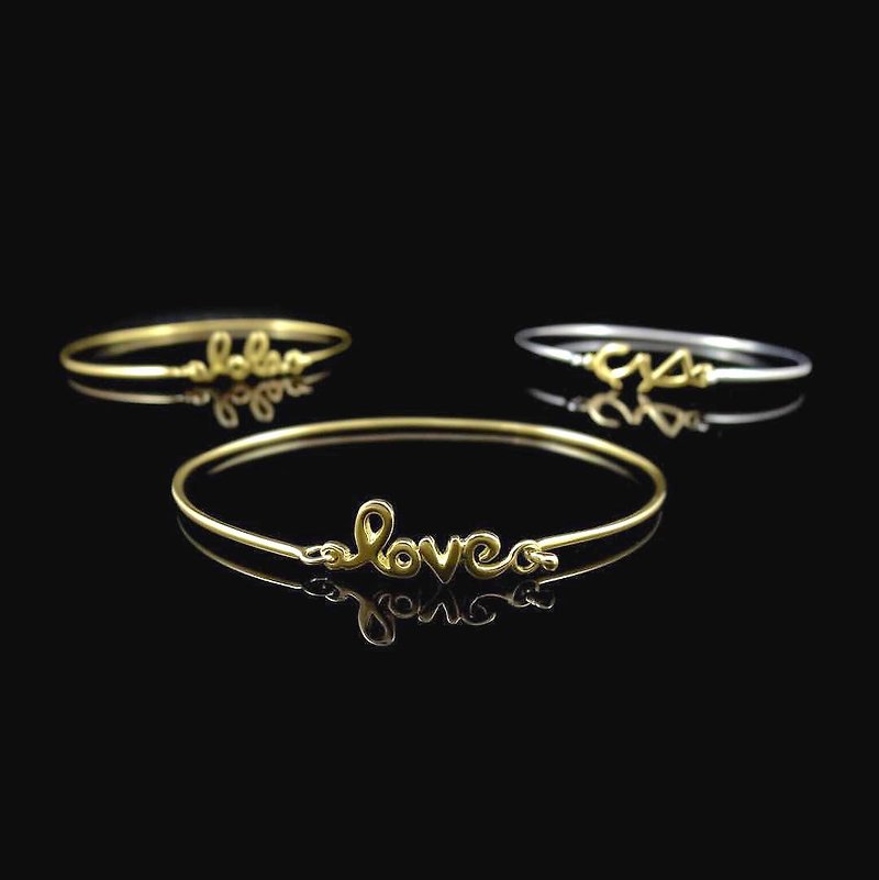 Frankness Original｜9K Pure Gold Texture Letter Bracelet｜Handicraft/Gift/Customization/Customization/Couple - แหวนคู่ - โลหะ สีทอง