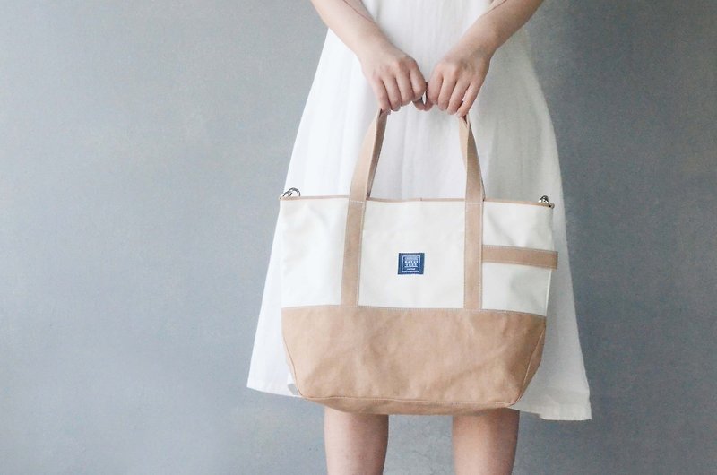 Japanese classic big tote bag _ camel - Messenger Bags & Sling Bags - Cotton & Hemp Khaki