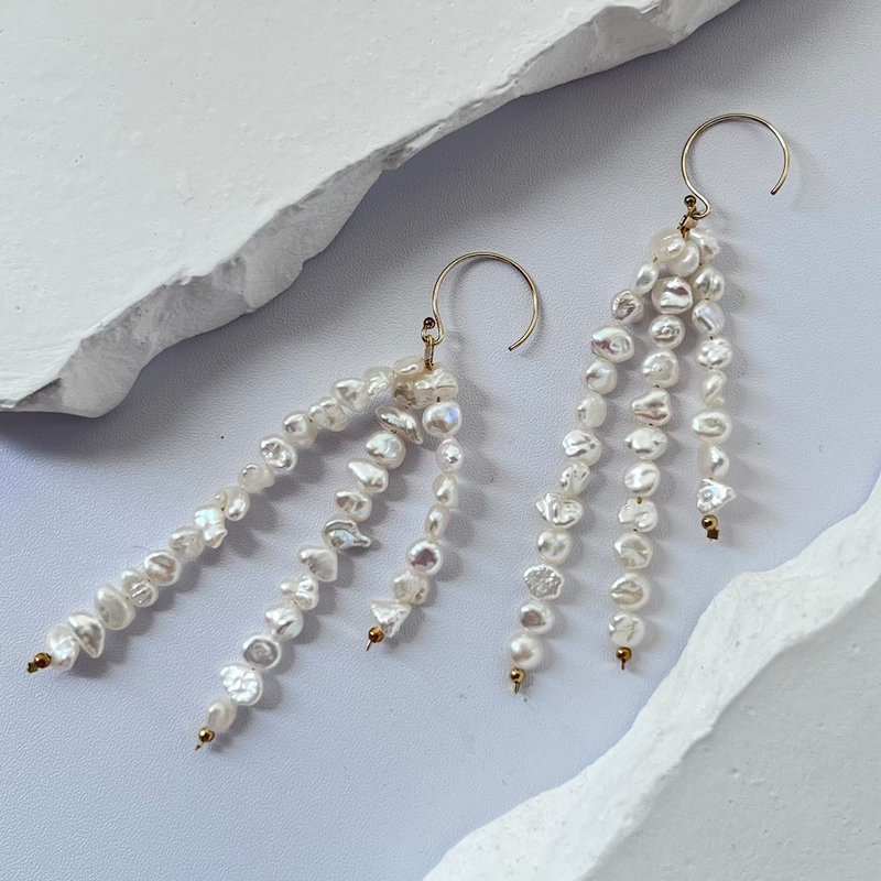 Ethereal Stream Pearl Earrings - Earrings & Clip-ons - Pearl White