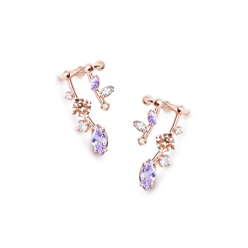 Dallar Jewelry - Ivy 1st Sister Cuff Earrings (Standard Gem) - 耳環/耳夾 - 貴金屬 紫色