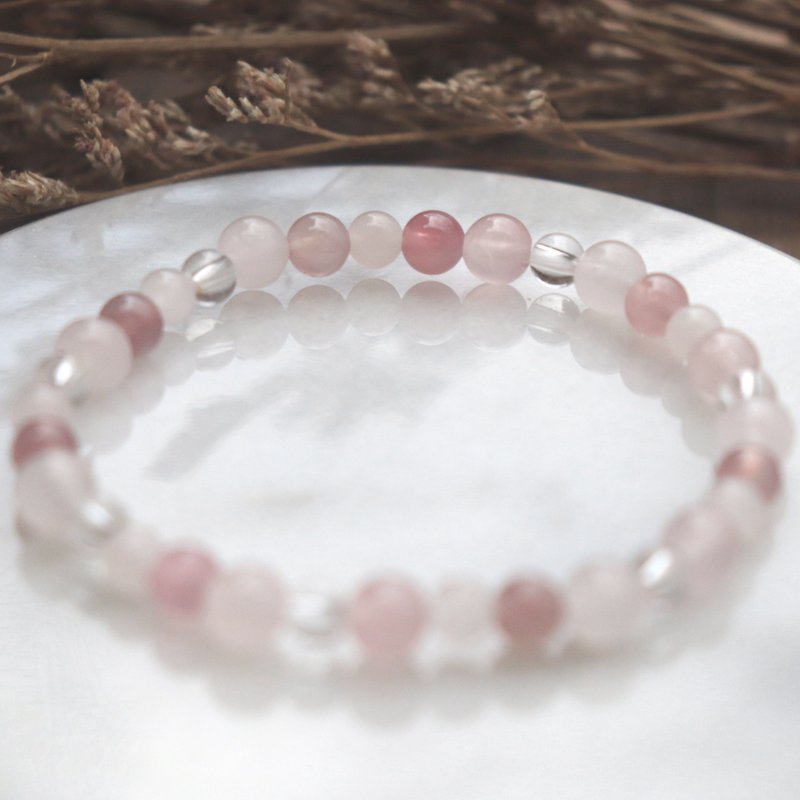 Pink Quartz | White Quartz | Soothes Emotions | Stabilizes Emotions | Helps Relationships | Attracts Love | Crystal Bracelet - สร้อยข้อมือ - คริสตัล สึชมพู