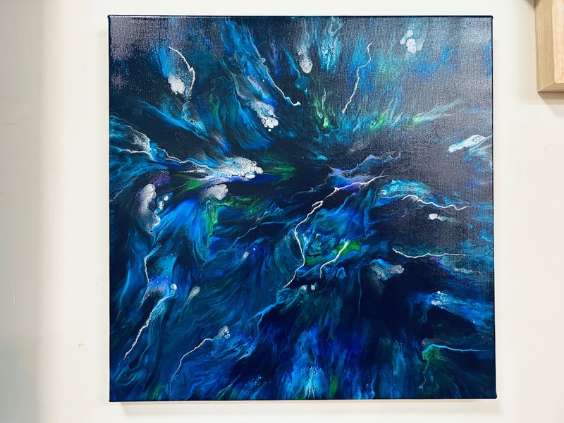 【The Ocean】40CM_Square frameless abstract painting - Posters - Pigment Multicolor