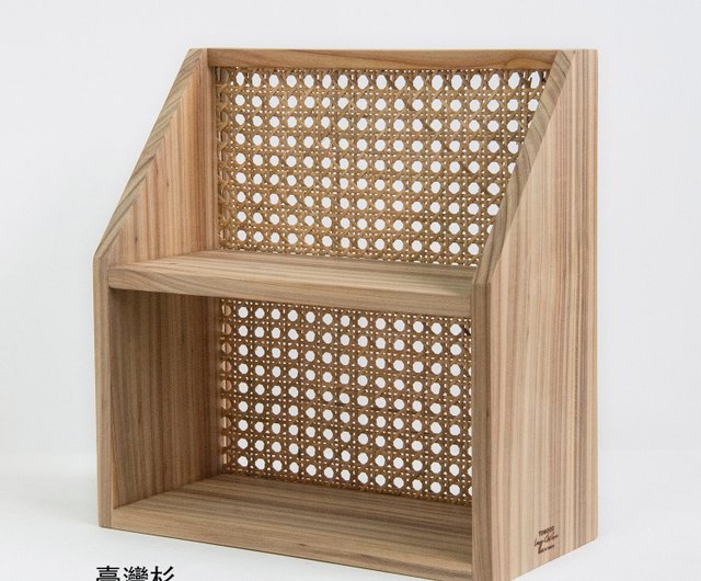 トモッド/二層無垢材ラタン収納ラックと土と木の隙間収納ラック_