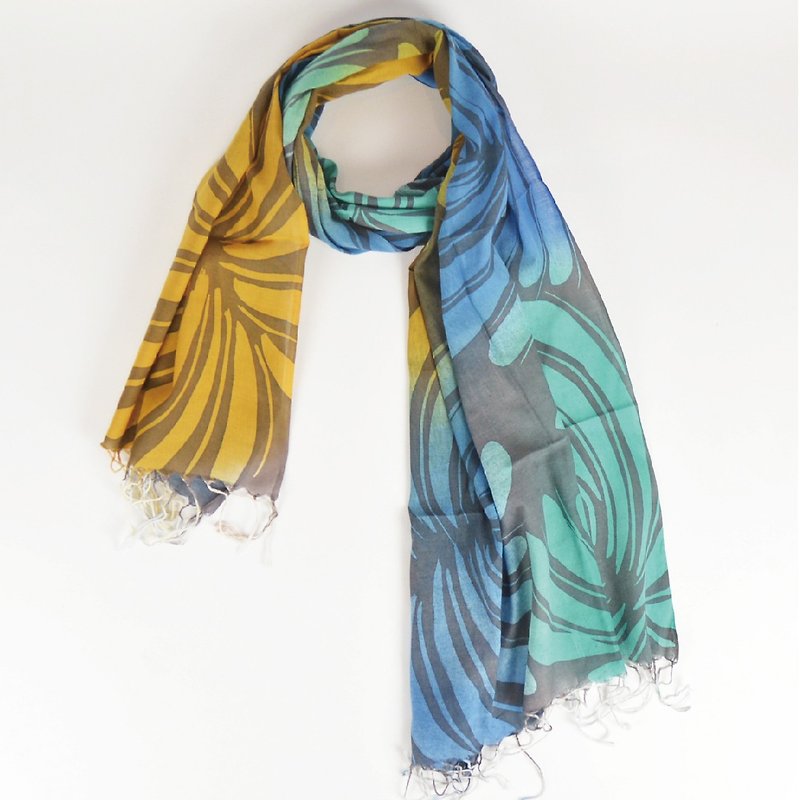 Handmade batik hand-woven cotton scarves - Rainforest - Fair Trade - ผ้าพันคอถัก - ผ้าฝ้าย/ผ้าลินิน หลากหลายสี