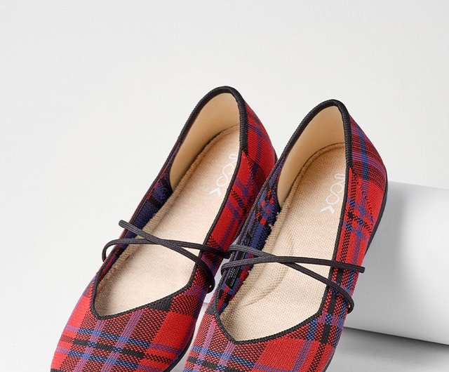 Red clearance plaid flats