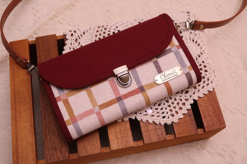 Cross-body long wallet, cross-body bag, mobile phone bag | Nuannuan | - Wallets - Cotton & Hemp Red