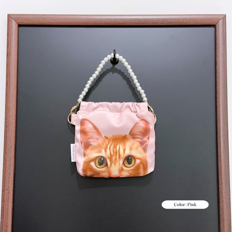 Made in Hong Kong - Shrapnel Gold Coin Purse Pinch Bag Mini Handbag Pet Orange Cat Big Orange Tang Cat - กระเป๋าใส่เหรียญ - ผ้าไหม สึชมพู