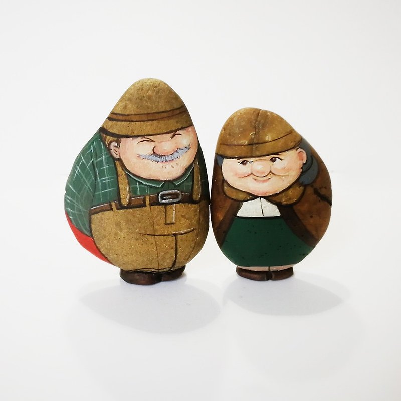 The Couple Grandparents Stone painting. - Stuffed Dolls & Figurines - Stone Red