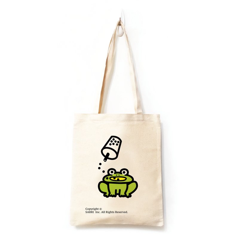 Canvas bag tote bag environmental protection bag frog milk bag side back bag Ba'an Taiwan TAIWAN - กระเป๋าถือ - ผ้าฝ้าย/ผ้าลินิน สีเขียว