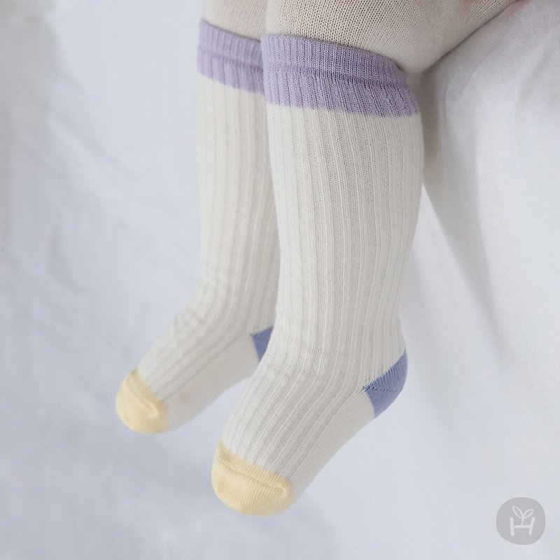 Happy Prince Korean-made Poody contrasting style baby mid-calf socks - Baby Socks - Cotton & Hemp 