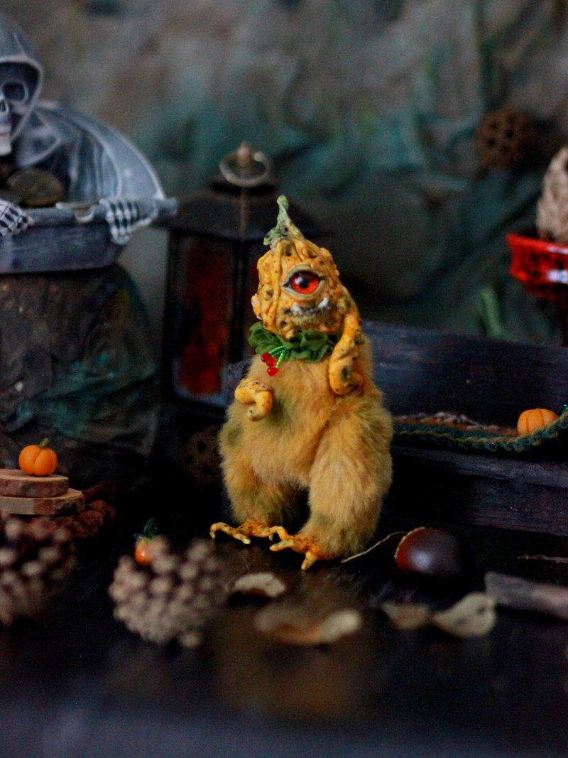 Fantasy Pumpkin One Eyed Bro - Fluffy Halloween Collection - 公仔模型 - 其他材質 橘色
