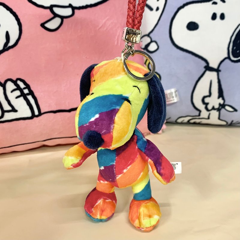 彩虹Snoopy史奴比玩偶鑰匙圈吊飾-稀有品-站姿13公分 - 鑰匙圈/鑰匙包 - 聚酯纖維 多色