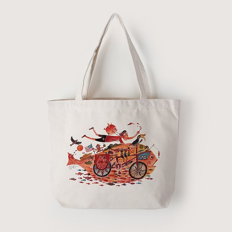 Tote bag | island painting - Messenger Bags & Sling Bags - Cotton & Hemp 
