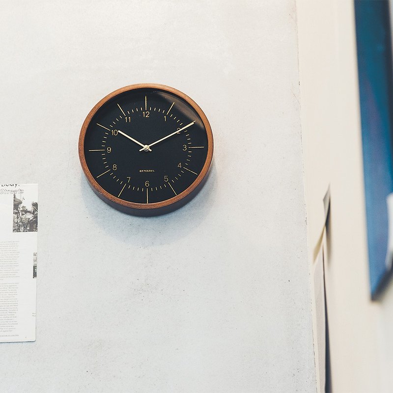 Blindhef- leather clock face mute wall clock (black) - นาฬิกา - ไม้ สีดำ