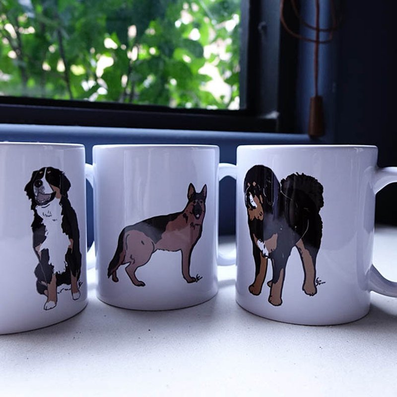 伯恩山犬德國狼犬藏獒陶瓷馬克杯 - 咖啡杯 - 陶 黑色