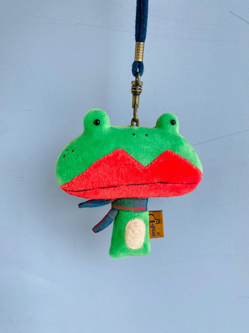 E*group 阿蛙半身 手工娃娃 吊飾 鑰匙圈 - 鑰匙圈/鑰匙包 - 棉．麻 綠色