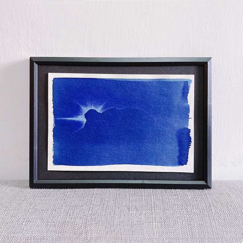 手作 獅子山 藍曬畫 連框 自家設計 日本和紙 香港製