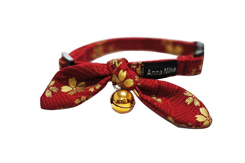 Pet dog collar fast shipping Lianlian cherry red Kelly towel S-2L - Collars & Leashes - Cotton & Hemp 