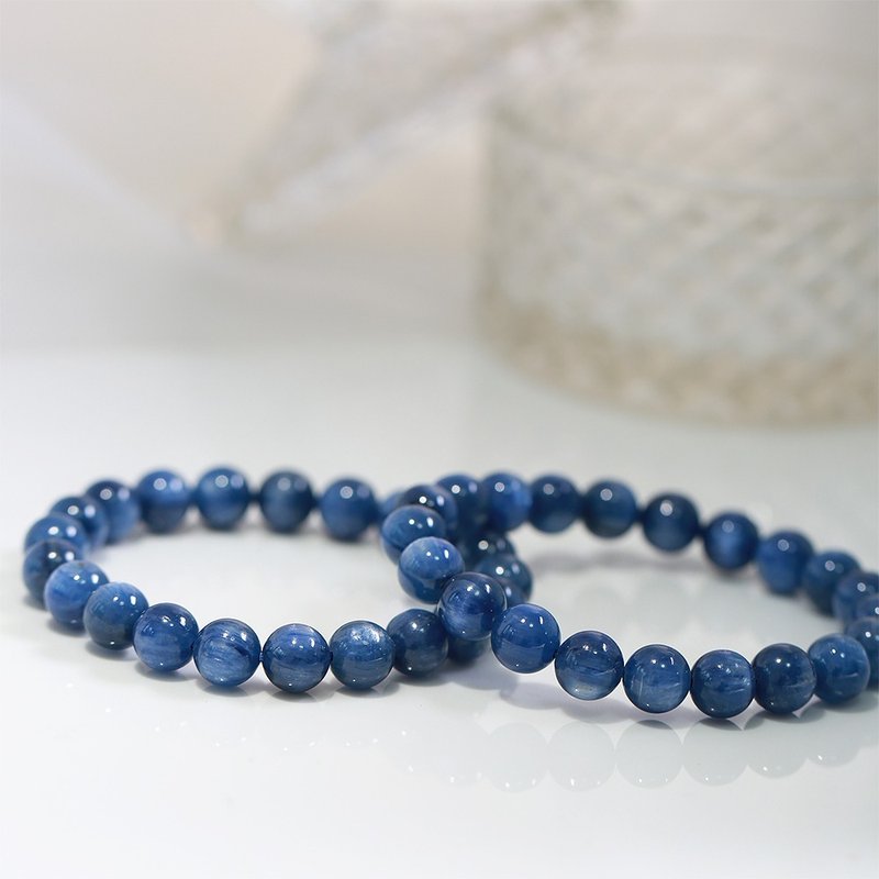 Pure natural undyed unoptimized blue Stone Monet Garden denim blue ice transparent men's and women's bracelet - สร้อยข้อมือ - คริสตัล สีน้ำเงิน