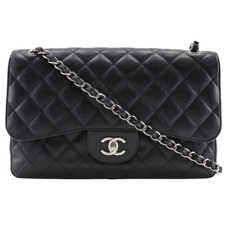 【日本直送】香奈兒 CHANEL Maxi Classic Flap 30 肩背包 鍊帶肩背包 雙蓋設計 A58600 魚子醬皮革 女性【二手】 - 側背包/斜背包 - 真皮 黑色