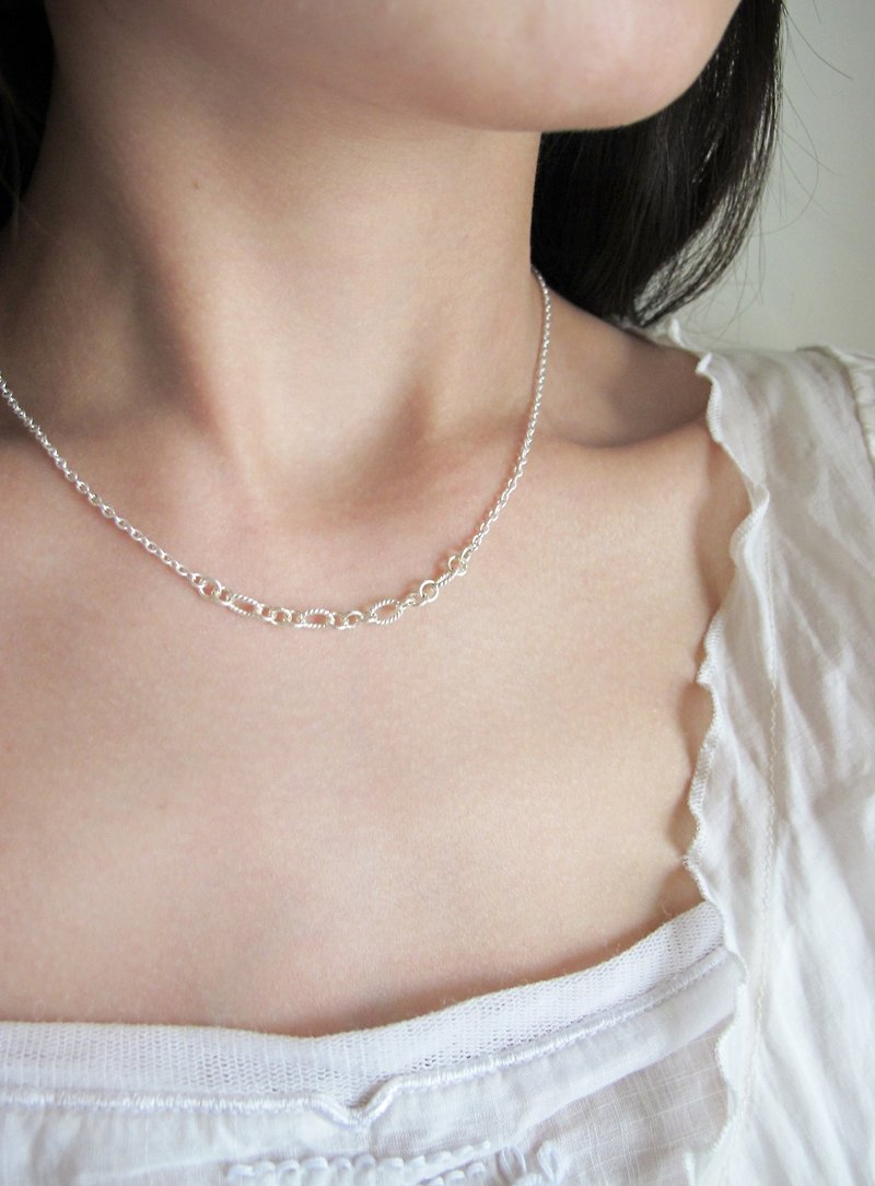 s925 Sterling Silver Necklace-Chain of Heart - สร้อยคอ - เงินแท้ สีเงิน
