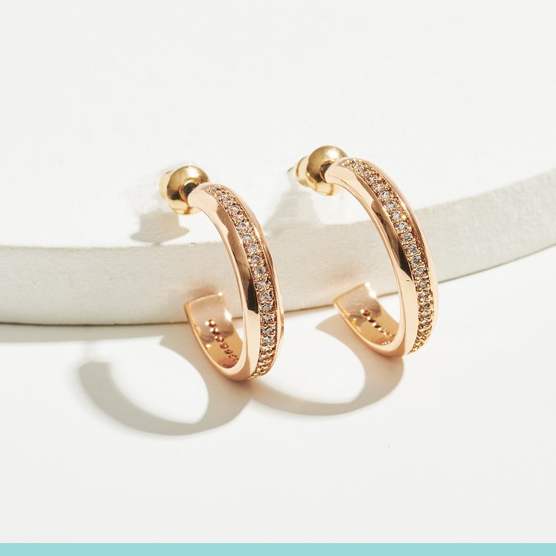 Single hoop diamond earrings (two colors in total) - Earrings & Clip-ons - Copper & Brass Gold