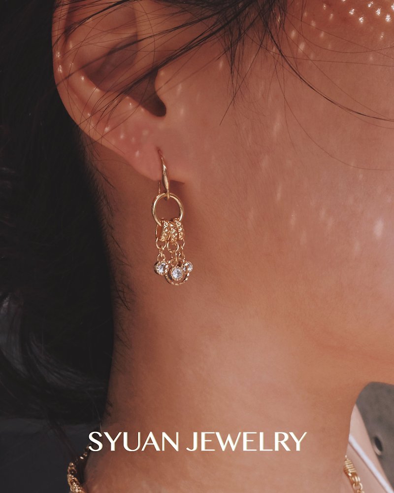 SYUAN JEWELRY | Waltz—18K Stone plated drop earrings - ต่างหู - โลหะ 