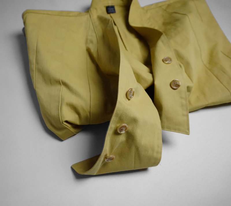 Powder.Yellow秋季和風連袖姜黃色外套 - 女裝 上衣 - 棉．麻 黃色