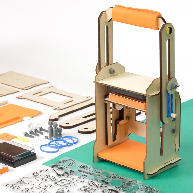 Tinkerer 自動回墨印刷機 STEM玩具 禮物 機械DIY - 木工/竹藝/紙雕 - 木頭 多色
