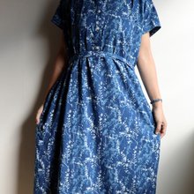 Cache-Coeur Long Sleeve Dress in Indigo with Large Check