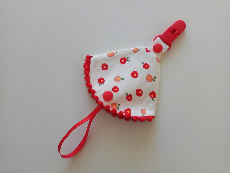 Flower small cotton ball combined with a nipple clip < nipple dust cover + nipple clip> dual function nipple cover - Baby Gift Sets - Cotton & Hemp Red